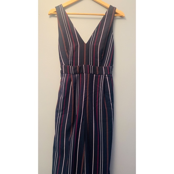 Frank & Oak Multistriped V-Neck Jumpsuit in Navy - Picture 2 of 5